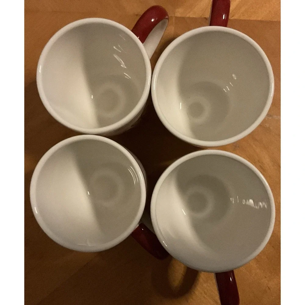 Set‎ Of 4 Pier 1 Earthenware Christmas Present Coffee Mugs